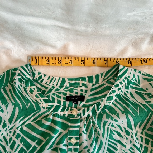 Women’s Talbots Green Top White Print Size 12 Polyester - Picture 7 of 10